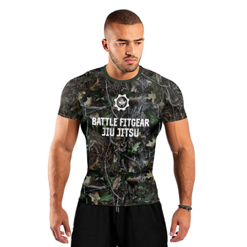 Forest Camouflage Jiu Jitsu Men's Short Sleeve Rash Guard