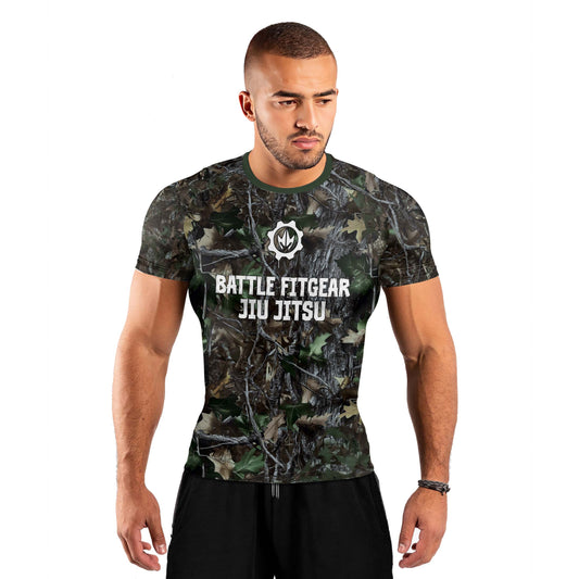 Forest Camouflage Jiu Jitsu Men's Short Sleeve Rash Guard