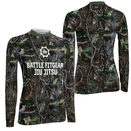 Forest Camouflage Jiu Jitsu Women's Long Sleeve Rash Guard