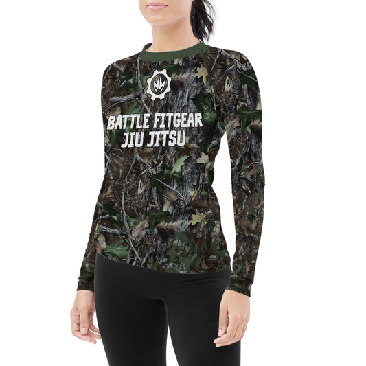 Forest Camouflage Jiu Jitsu Women's Long Sleeve Rash Guard