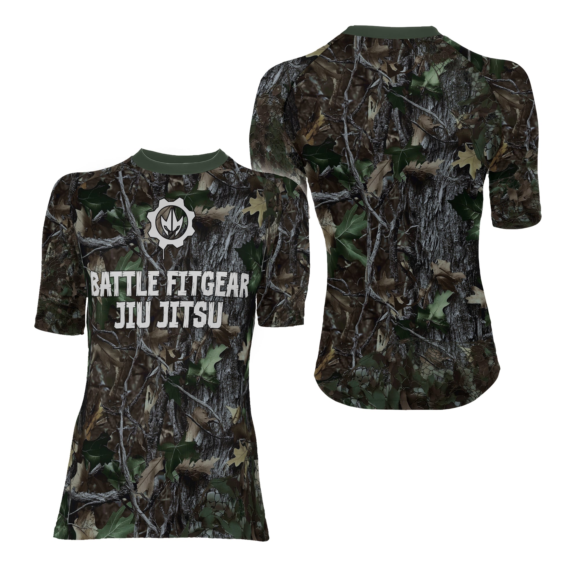 Forest Camouflage Jiu Jitsu Women's Short Sleeve Rash Guard