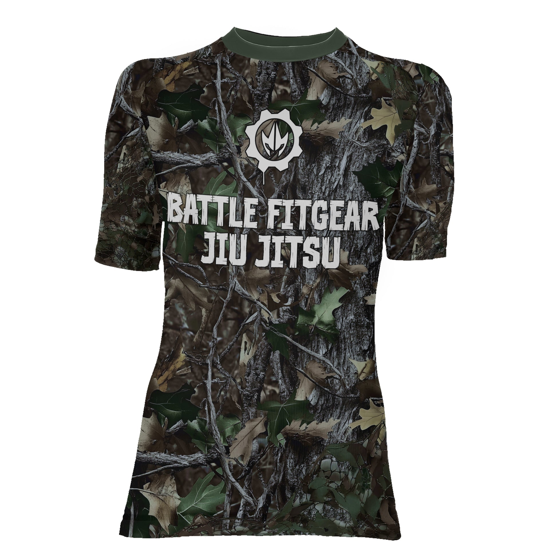 Forest Camouflage Jiu Jitsu Women's Short Sleeve Rash Guard
