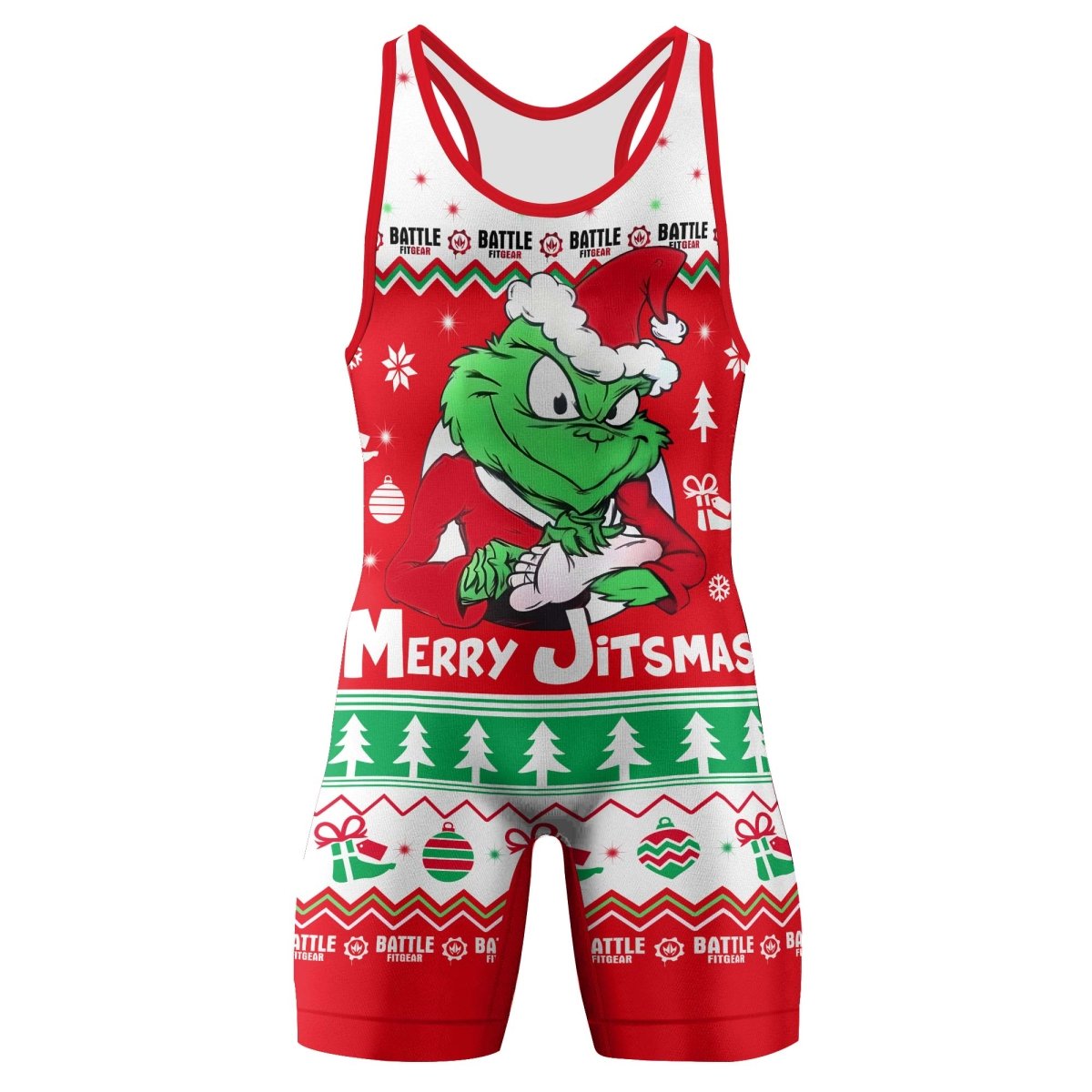 Funny Santa Grinch Wrestling Singlets - BattleFitGear