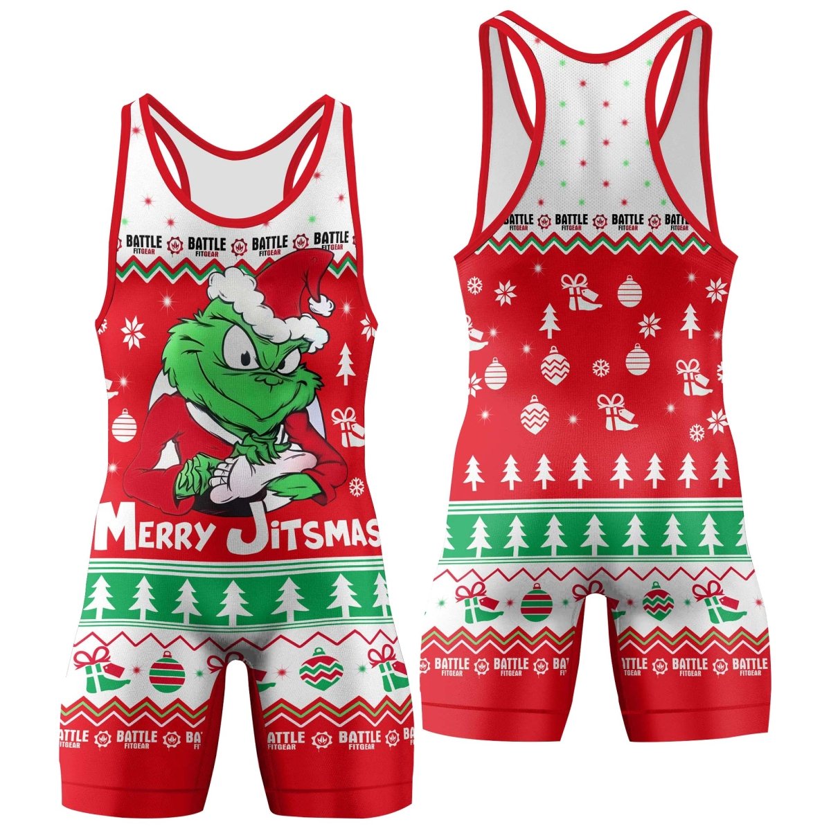 Funny Santa Grinch Wrestling Singlets - BattleFitGear