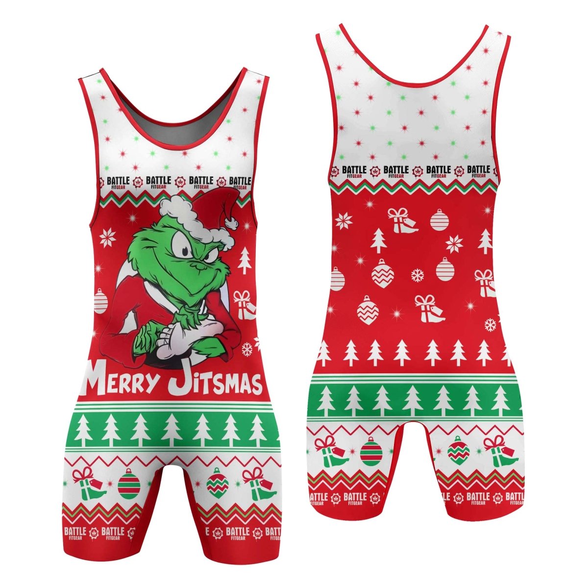 Funny Santa Grinch Wrestling Singlets - BattleFitGear