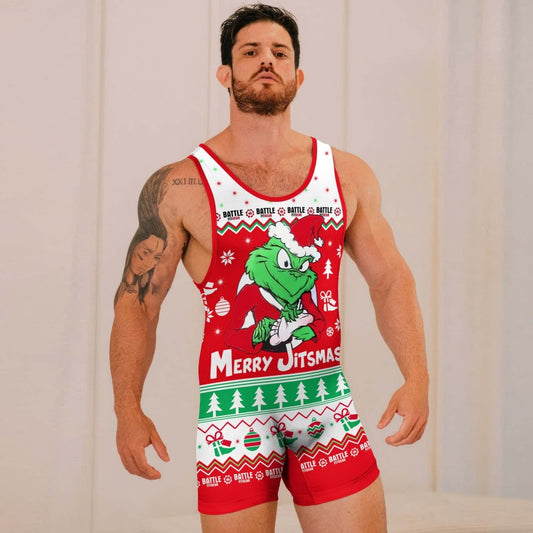 Funny Santa Grinch Wrestling Singlets - BattleFitGear