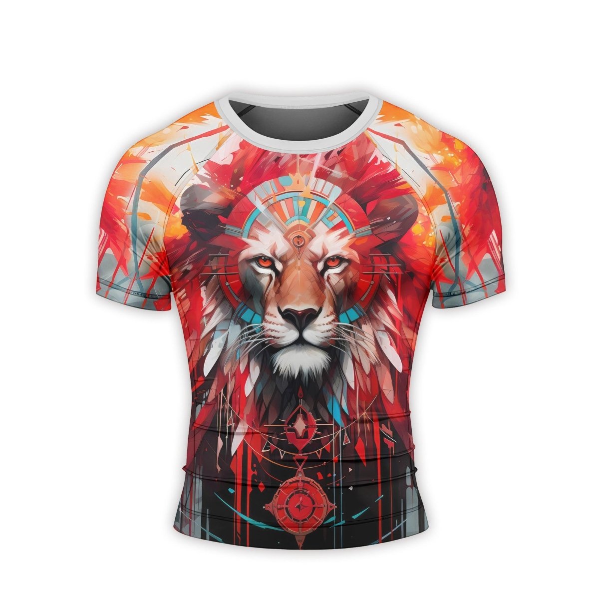 Lion Native Men's Short Sleeve Rash Guard - BattleFitGear