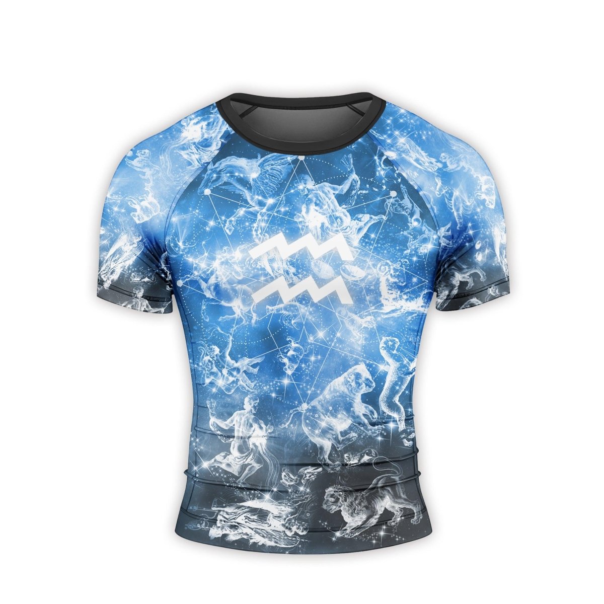 Personalized Zodiac Aquarius Short Sleeve Rash Guard - BattleFitGear