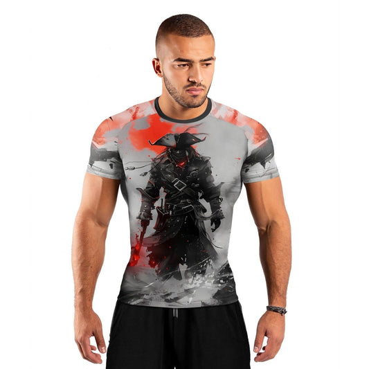 Shadow Pirate Caribbean Men's Short Sleeve Rash Guard - BattleFitGear