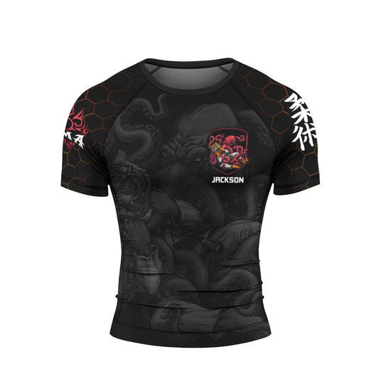 Personalized Cthulhu Battle Tiger Short Sleeve Rash Guard - BattleFitGear