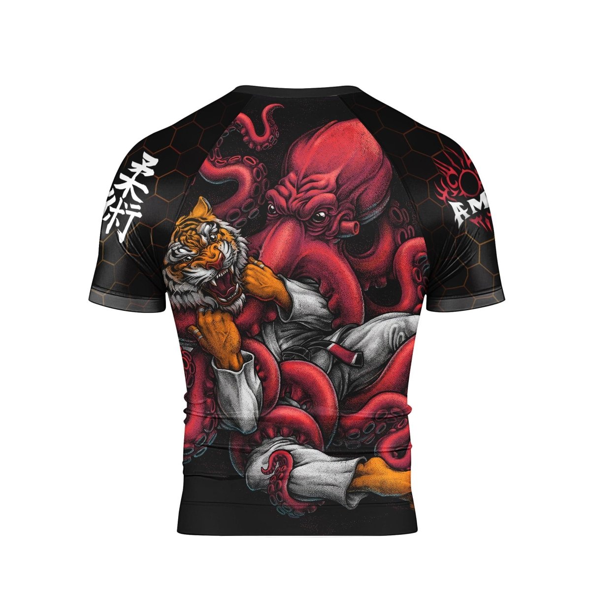 Personalized Cthulhu Battle Tiger Short Sleeve Rash Guard - BattleFitGear