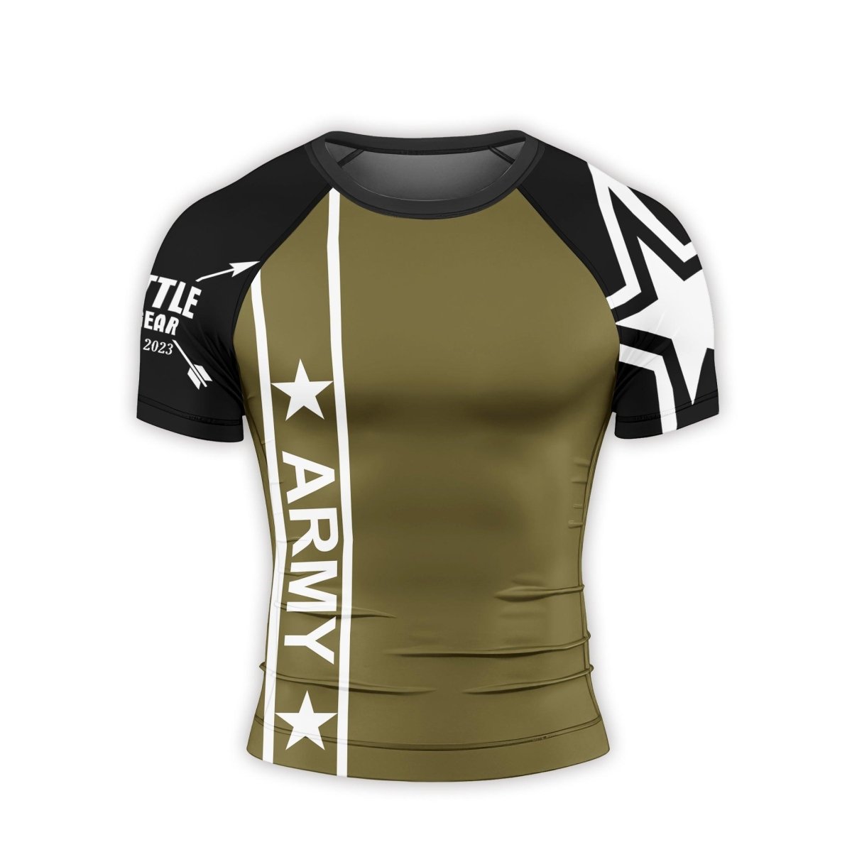 Army Camo Flag Short Sleeve Rash Guard - BattleFitGear