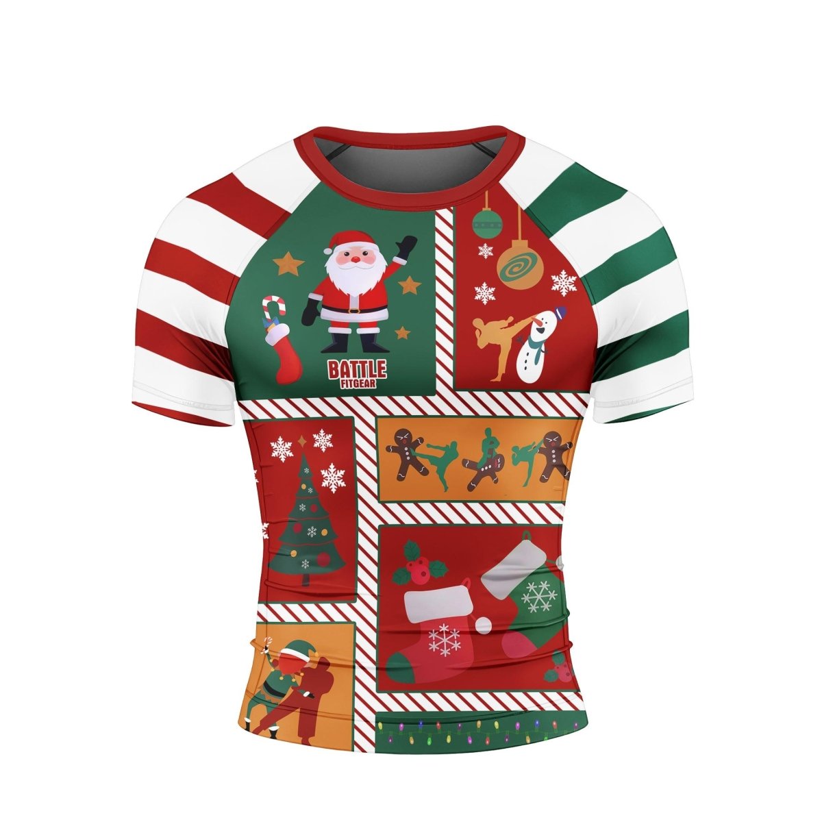 Jiu Jitsu Christmas Short Sleeve Rash Guard - BattleFitGear