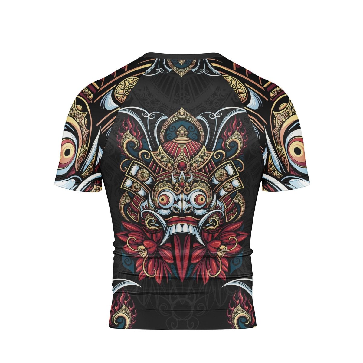 Japanese Weird Samurai Helmet Short Sleeve Rash Guard - BattleFitGear