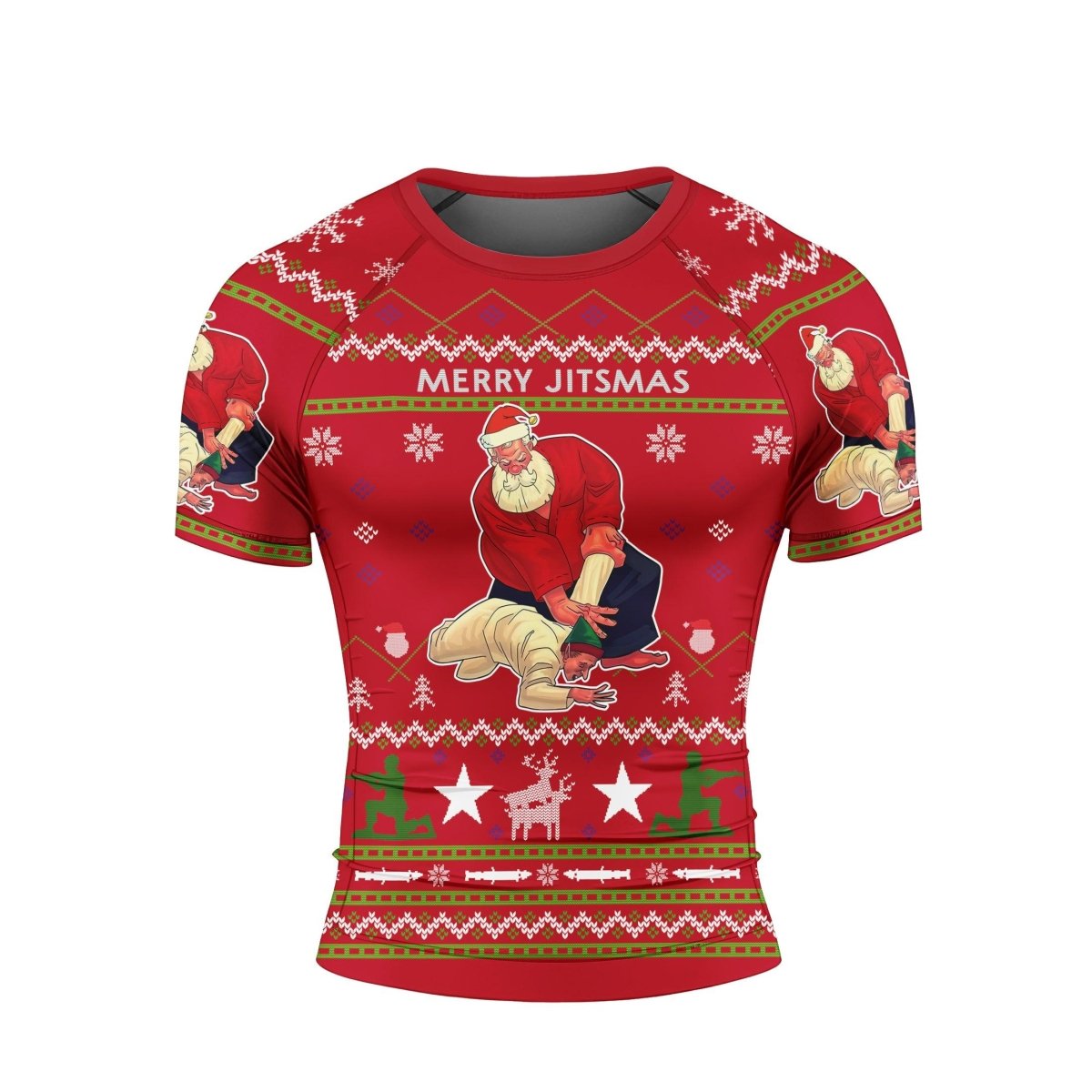 Santa Merry Jitsmas Short Sleeve Rash Guard - BattleFitGear