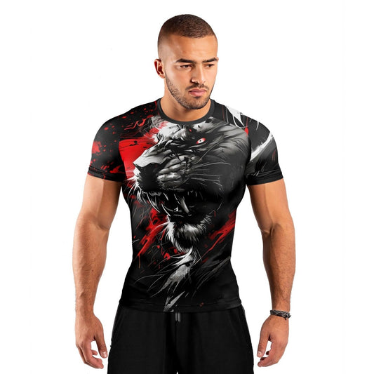 Dangerous Lion Men's Short Sleeve Rash Guard - BattleFitGear