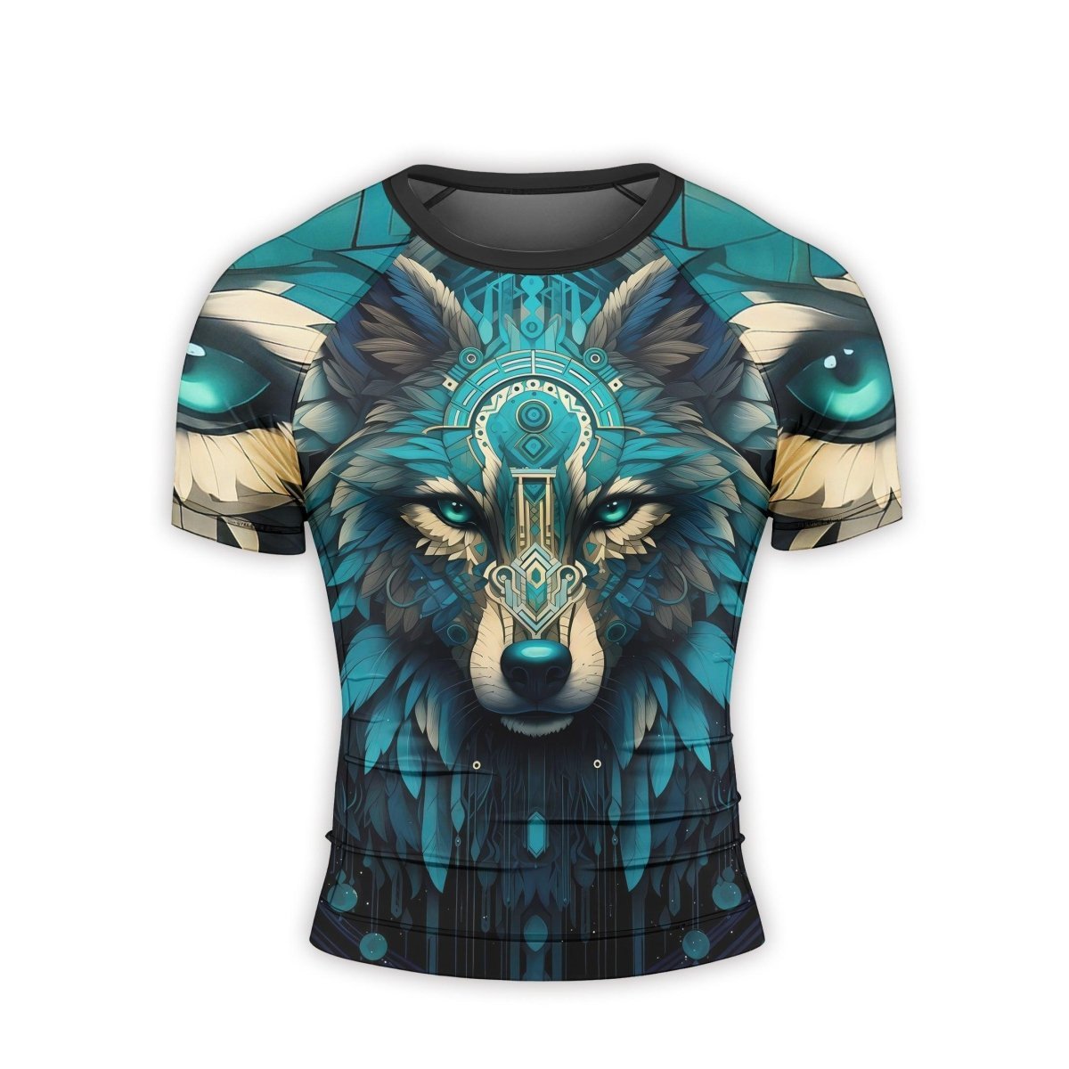 Wolf Tribal Men's Short Sleeve Rash Guard - BattleFitGear