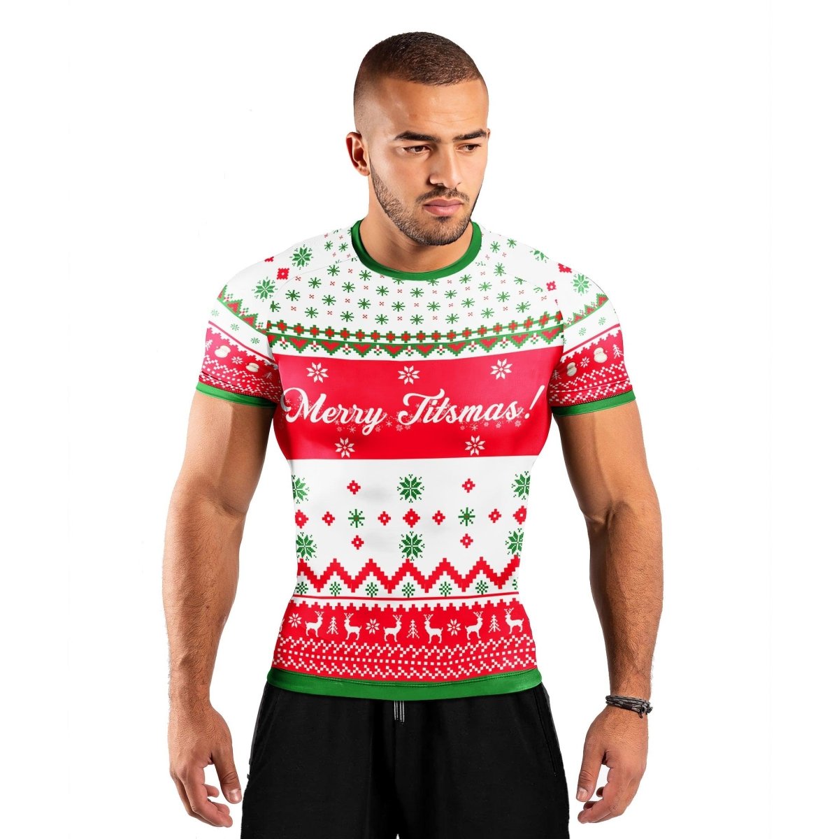 Merry Jitsmas Short Sleeve Rash Guard - BattleFitGear