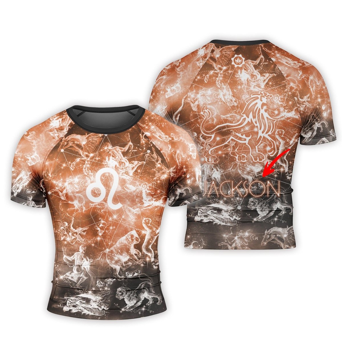 Personalized Zodiac Leo Short Sleeve Rash Guard - BattleFitGear