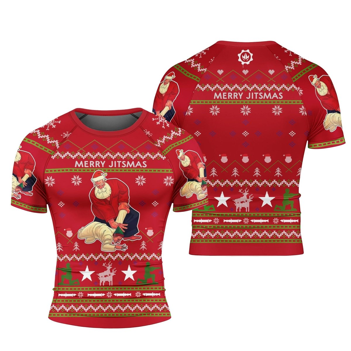 Santa Merry Jitsmas Short Sleeve Rash Guard - BattleFitGear