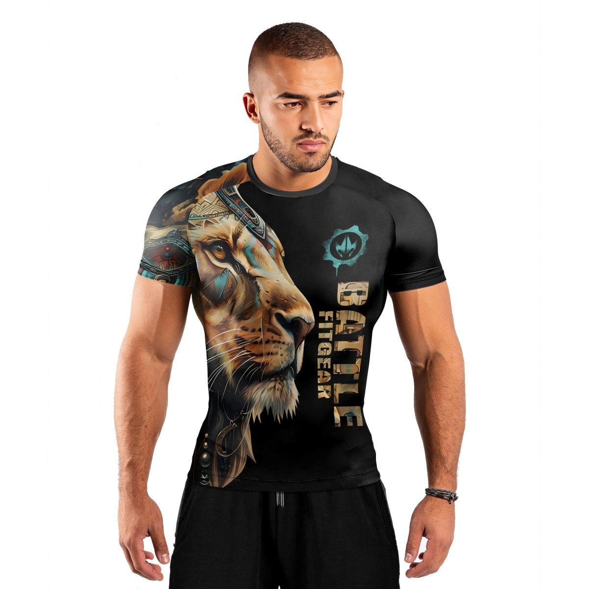 Acient Lion Men's Short Sleeve Rash Guard - BattleFitGear