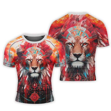 Lion Native Men's Short Sleeve Rash Guard - BattleFitGear