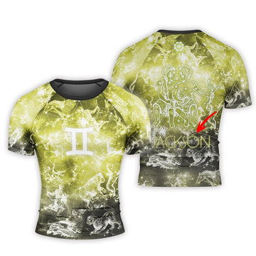 Personalized Zodiac Gemini Short Sleeve Rash Guard - BattleFitGear