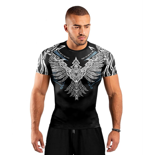 Muninn Eagle Men's Short Sleeve Rash Guard - BattleFitGear