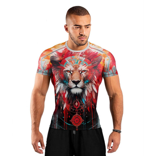 Lion Native Men's Short Sleeve Rash Guard - BattleFitGear