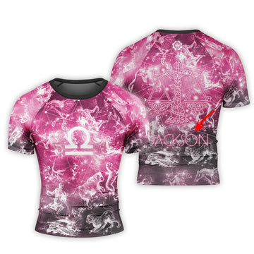 Personalized Zodiac Libra Short Sleeve Rash Guard - BattleFitGear