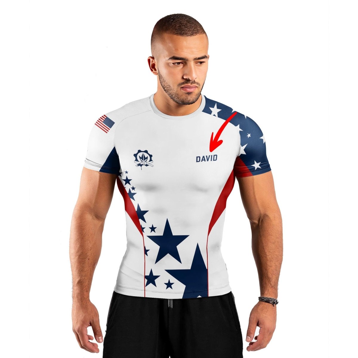 Personalized American Jiu Jitsu Short Sleeve Rash Guard - BattleFitGear