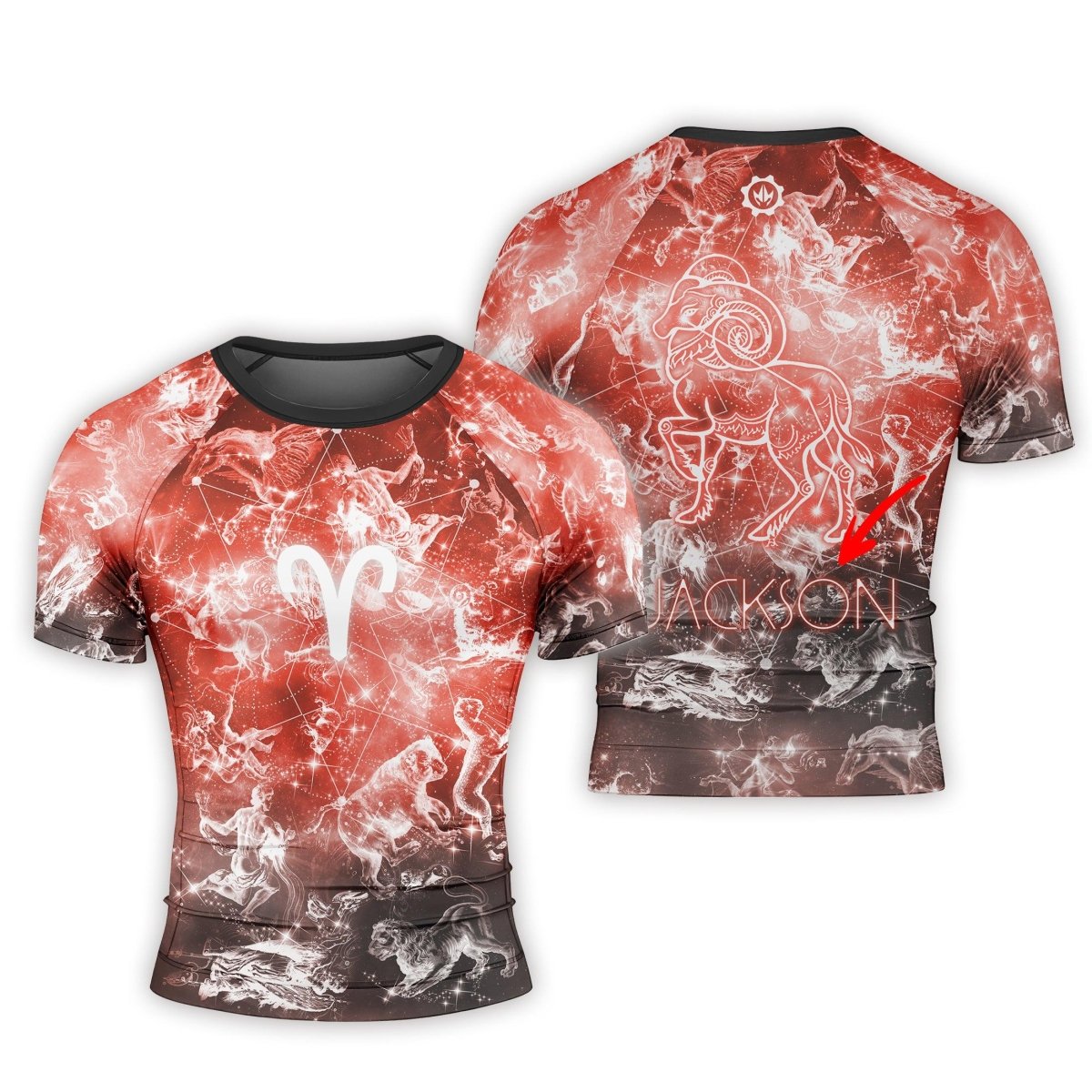 Personalized Zodiac Aries Short Sleeve Rash Guard - BattleFitGear