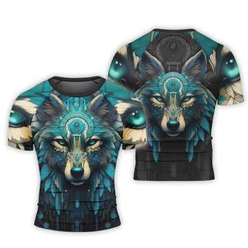 Wolf Tribal Men's Short Sleeve Rash Guard - BattleFitGear