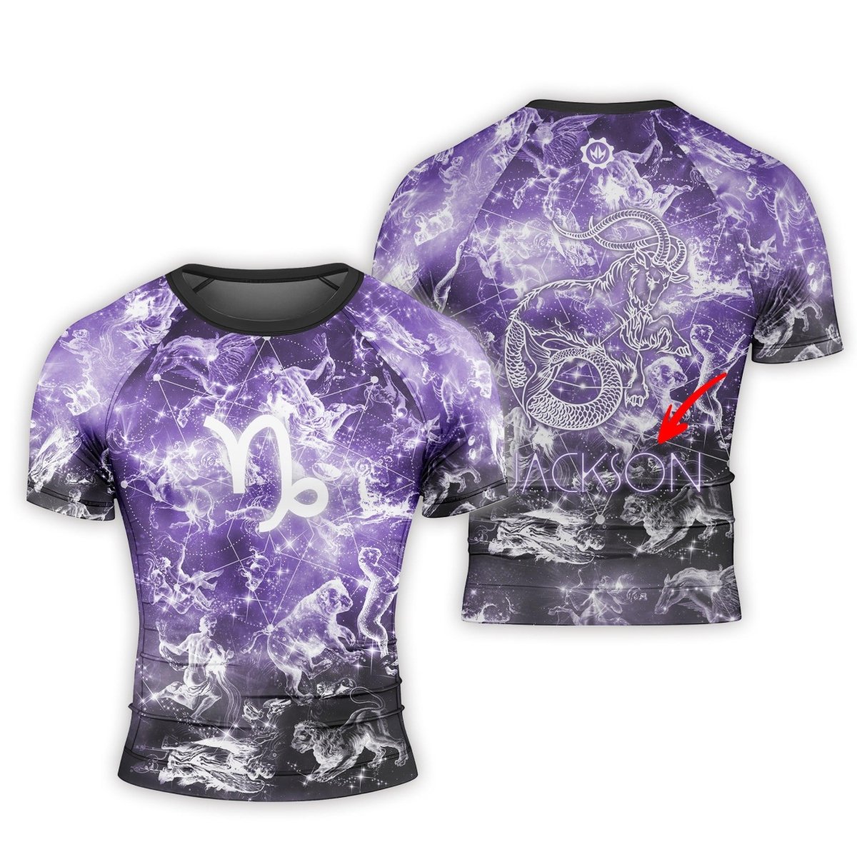 Personalized Zodiac Capricorn Short Sleeve Rash Guard - BattleFitGear