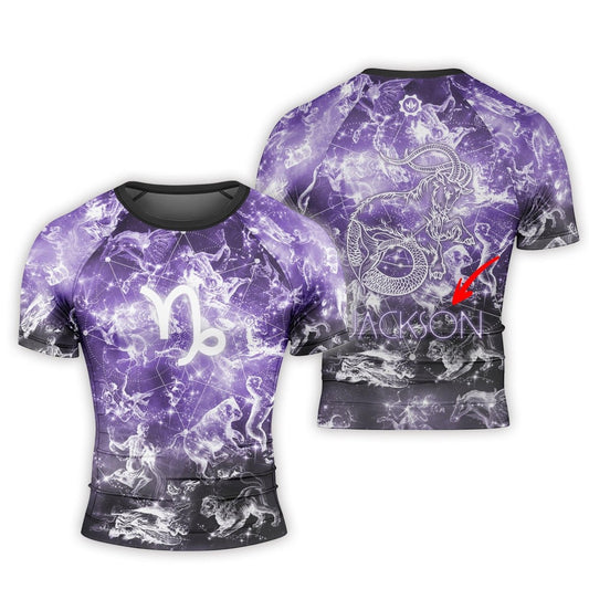 Personalized Zodiac Capricorn Short Sleeve Rash Guard - BattleFitGear