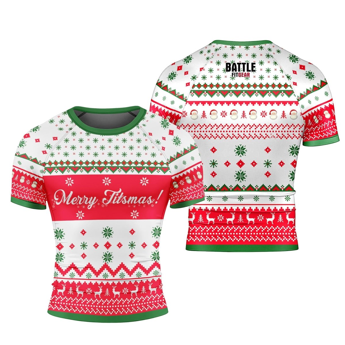 Merry Jitsmas Short Sleeve Rash Guard - BattleFitGear