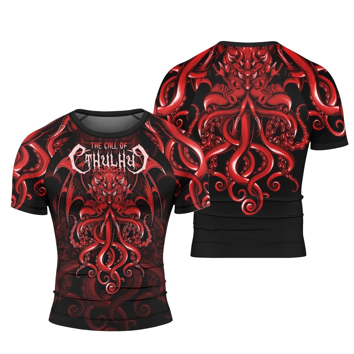 The Call Of Cthulhu RED Short Sleeve Rash Guard - BattleFitGear