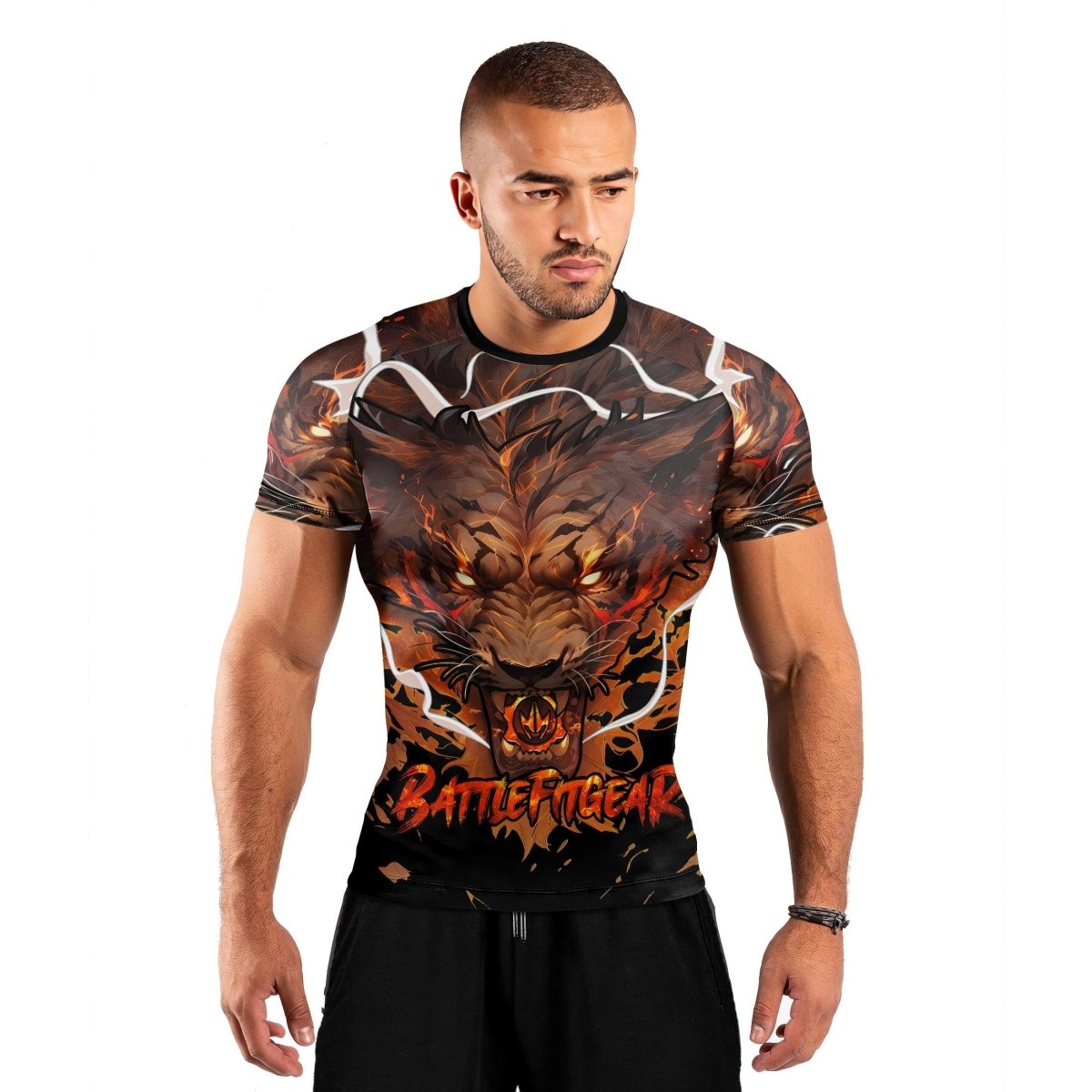 Thunder Lion Short Sleeve Rash Guard - BattleFitGear