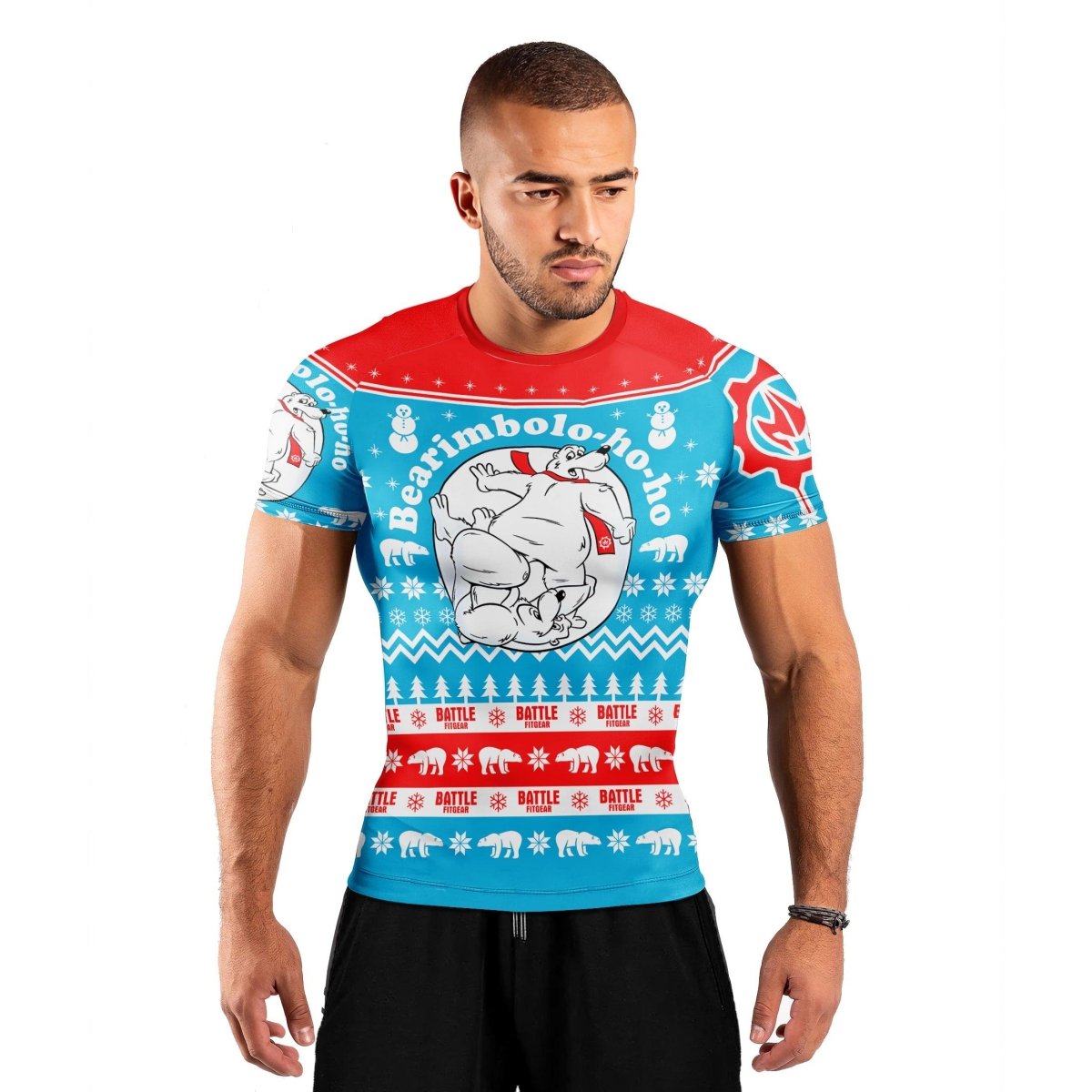 Mrs. Claus Santa Claus Men's Rash Guard Long Sleeve Shirt - Christmas Festive discount Funny Workout Running Costume MMA