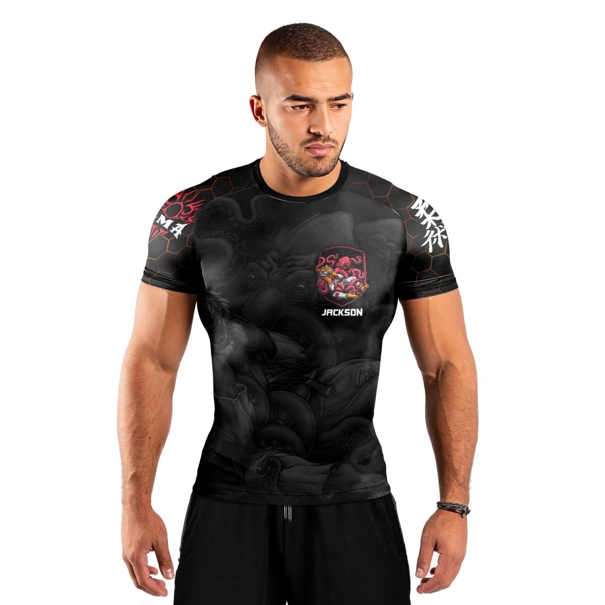 Personalized Cthulhu Battle Tiger Short Sleeve Rash Guard - BattleFitGear