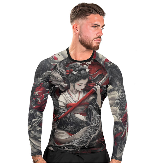 Geisha Samurai Men's Long Sleeve Rash Guard