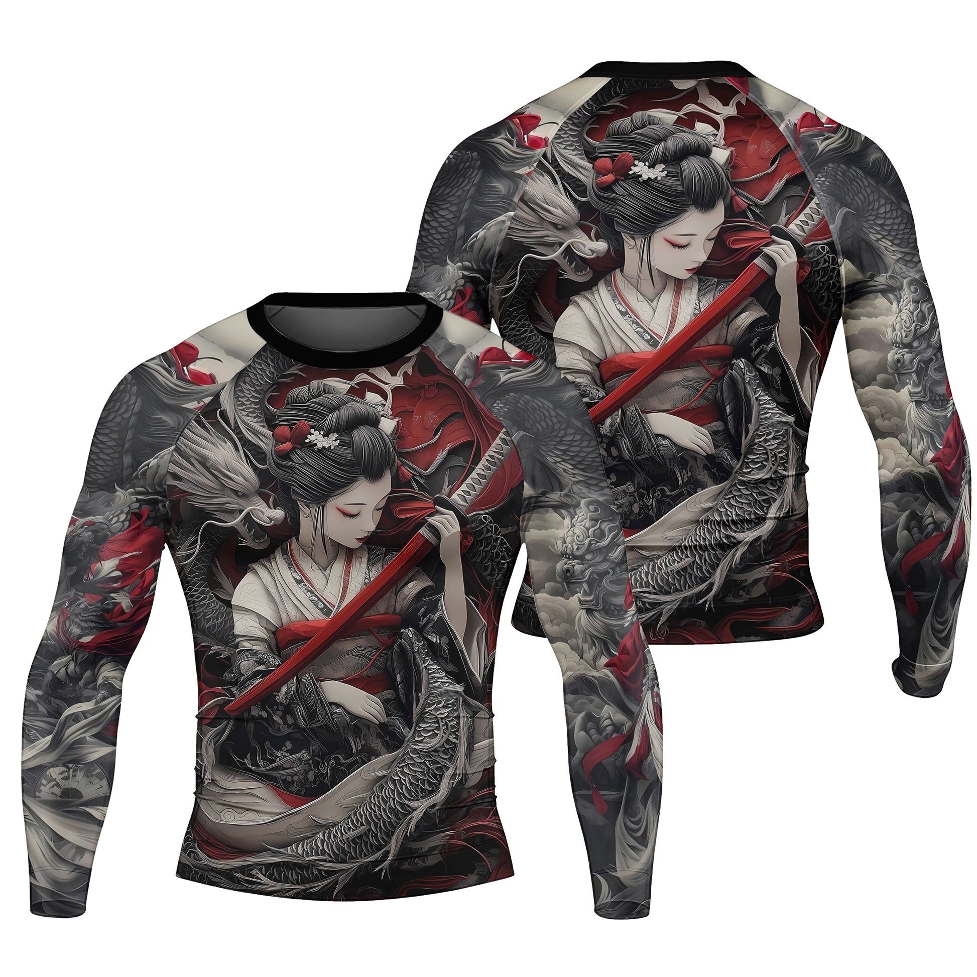 Geisha Samurai Men's Long Sleeve Rash Guard