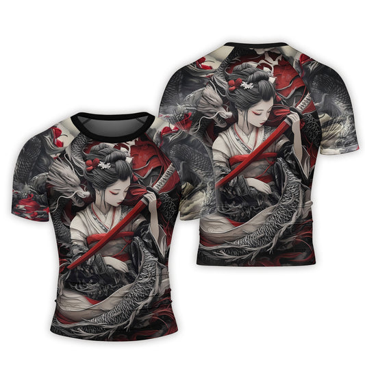 Geisha Samurai Men's Short Sleeve Rash Guard