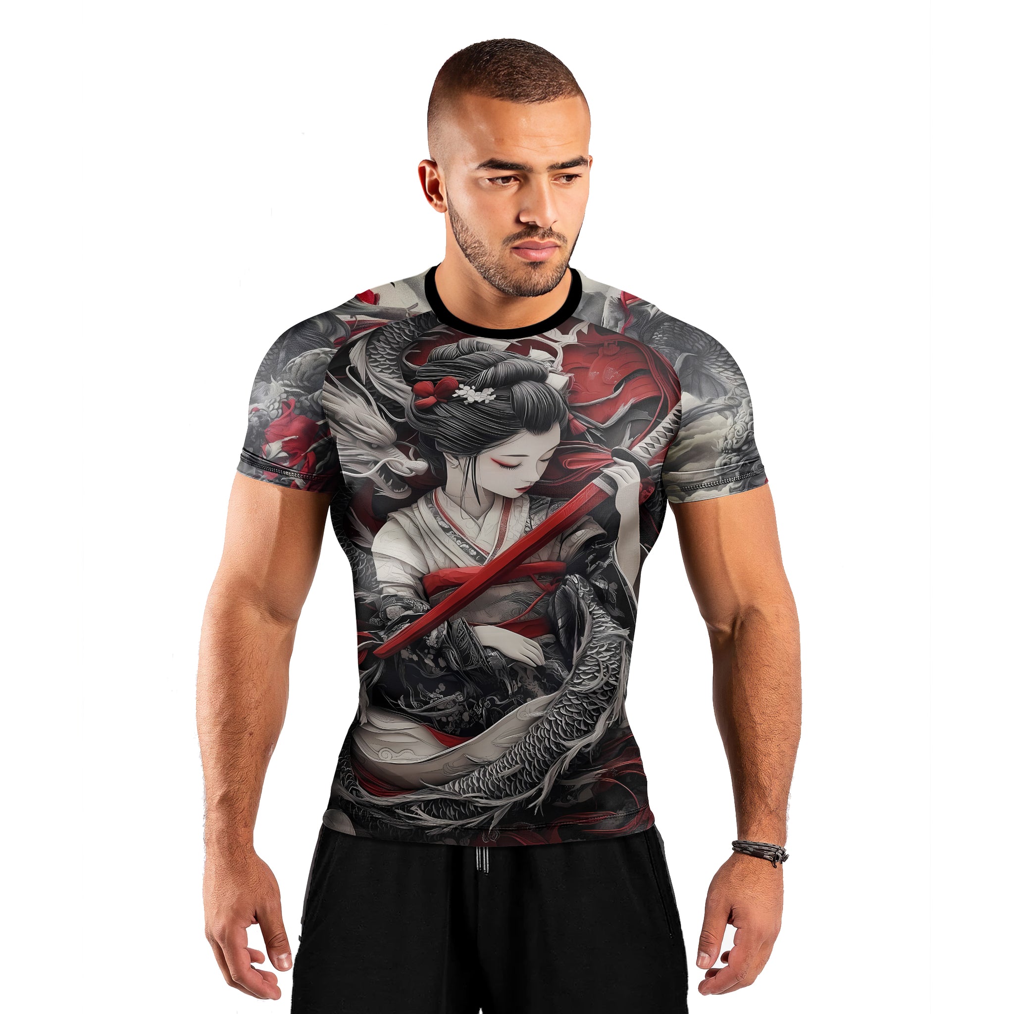 Geisha Samurai Men's Short Sleeve Rash Guard