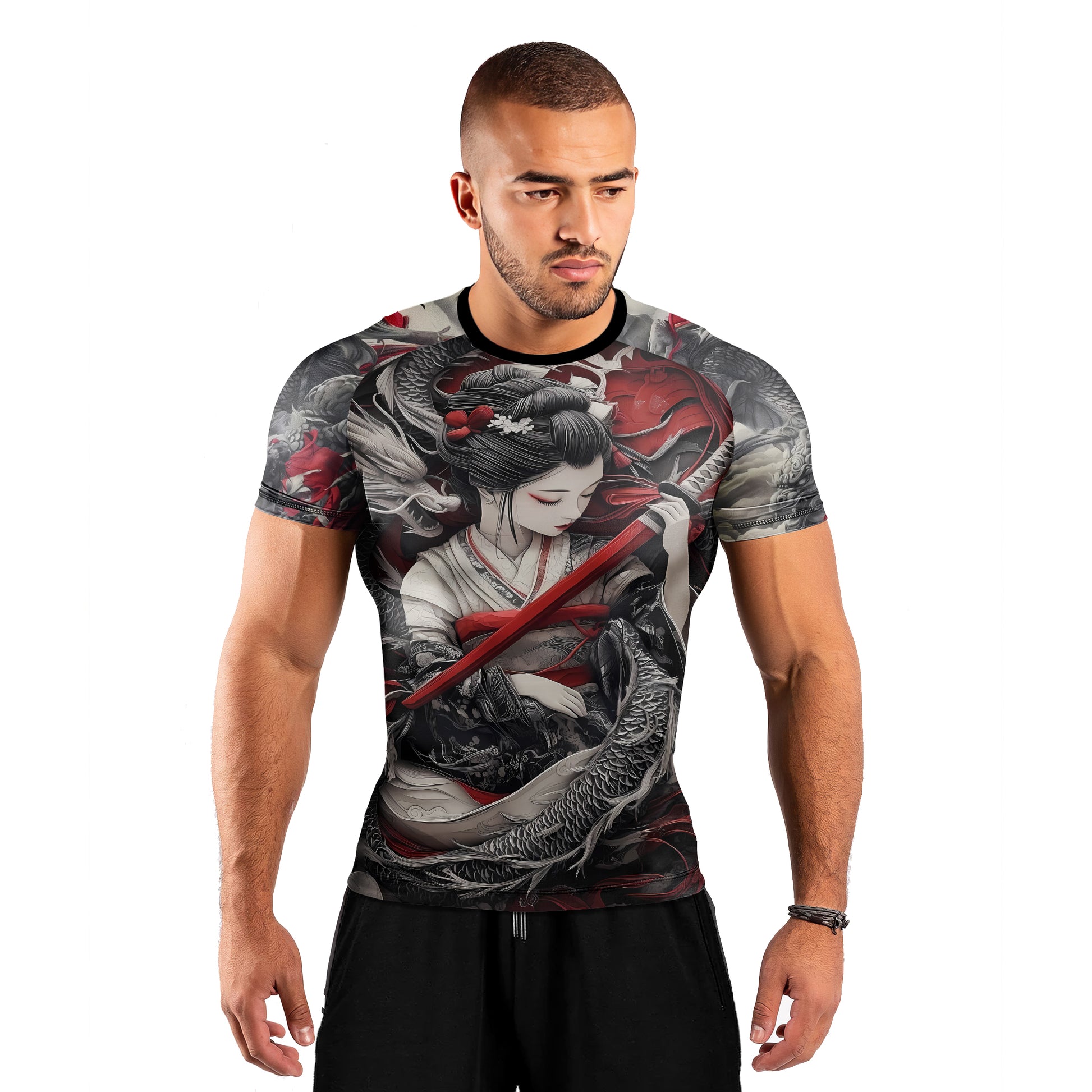Geisha Samurai Men's Short Sleeve Rash Guard