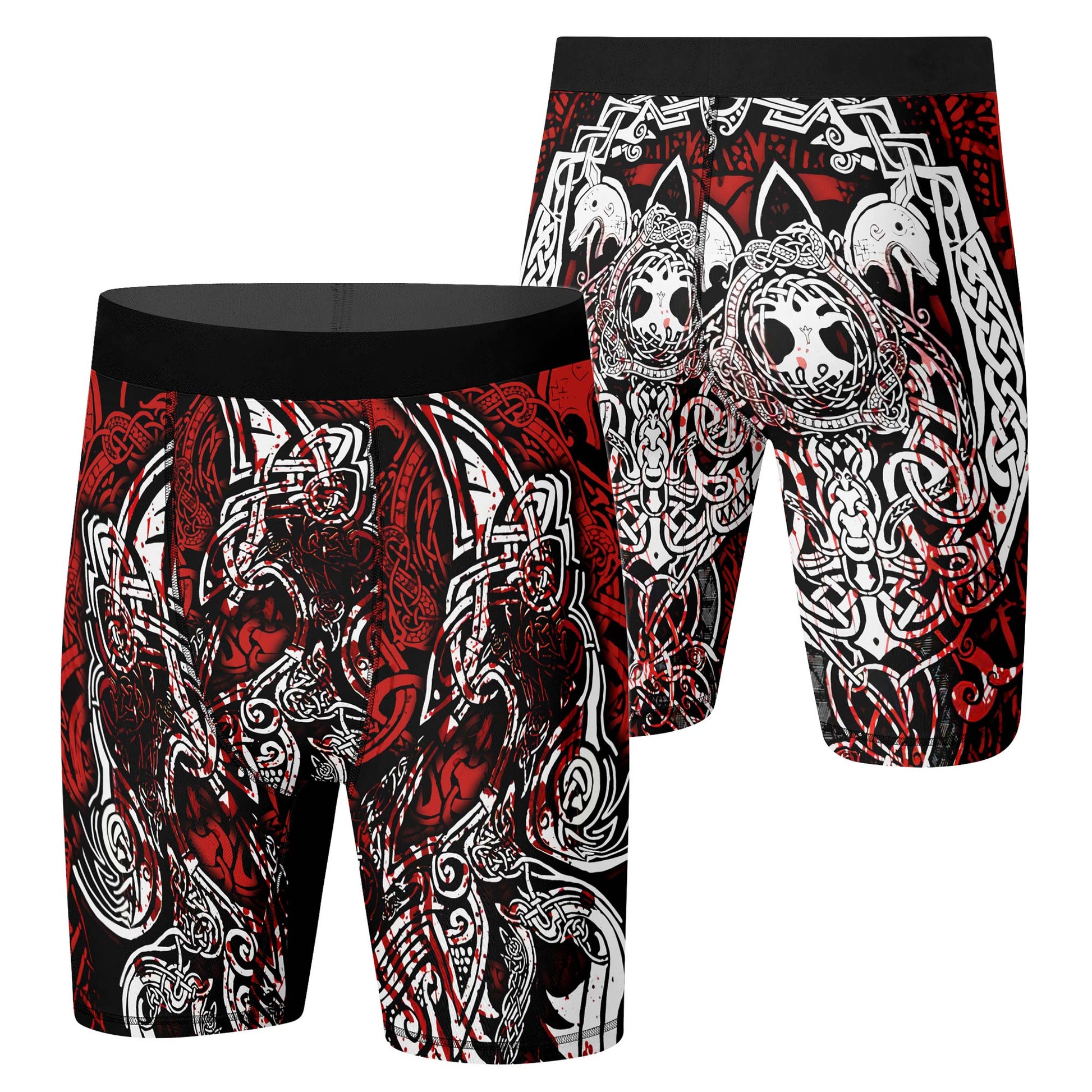Geri & Freki Blood Tattoo Viking Compression Shorts