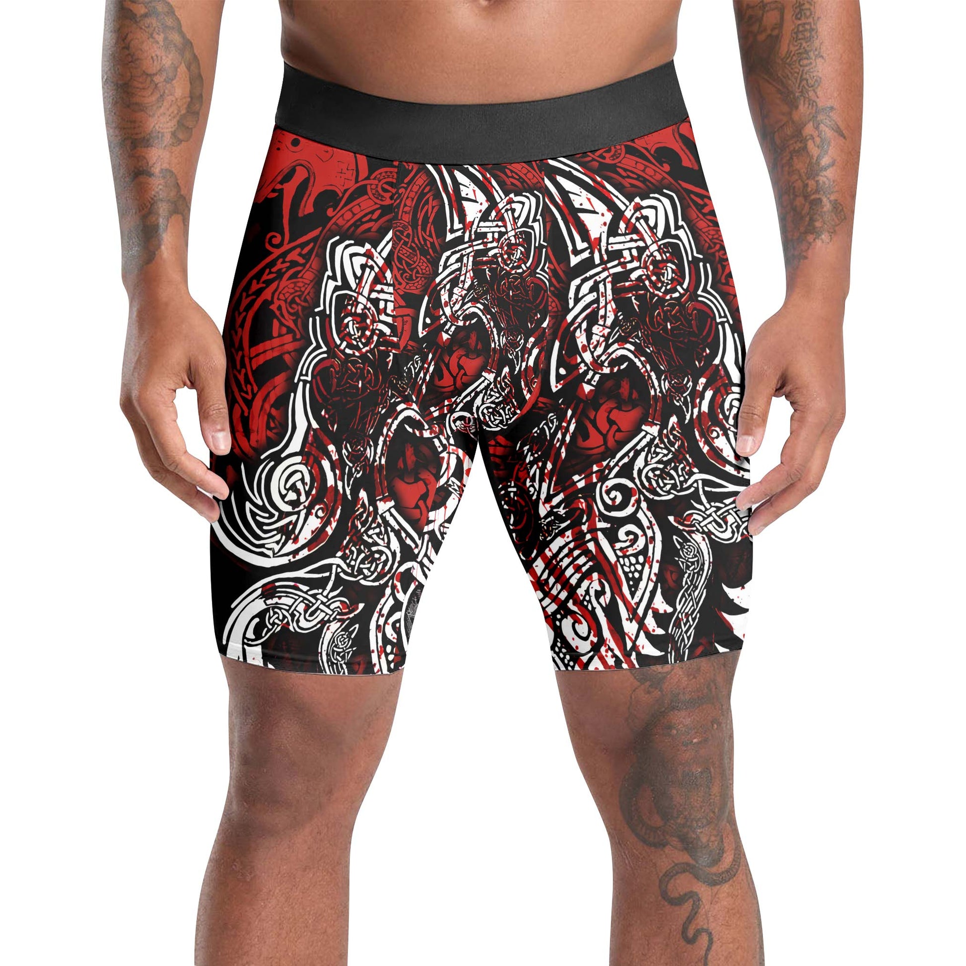 Geri & Freki Blood Tattoo Viking Compression Shorts