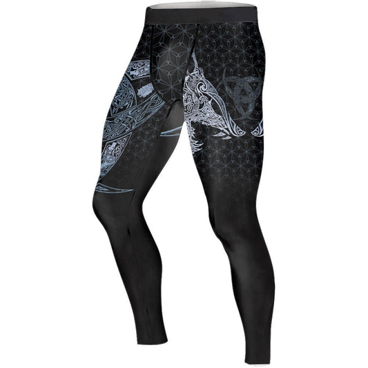 Geri & Freki Tattoo Viking Men's Compression Leggings - BattleFitGear