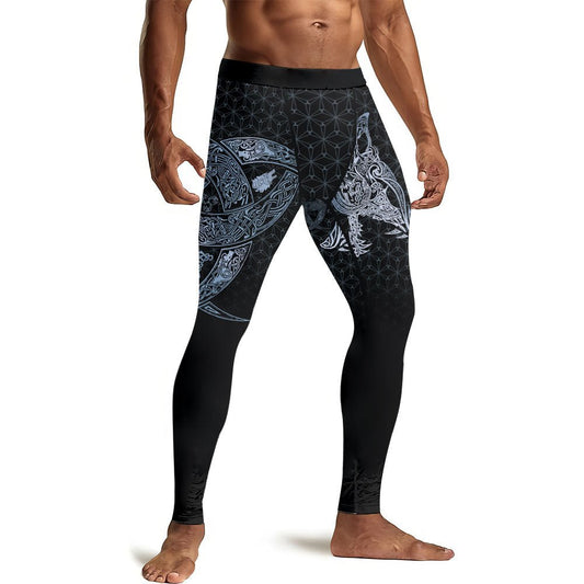 Geri & Freki Tattoo Viking Men's Compression Leggings - BattleFitGear