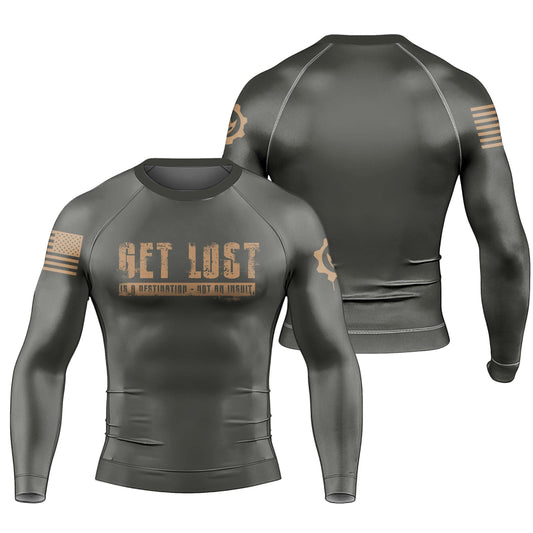 Get Lost Is A Destination Men's Long Sleeve Rash Guard